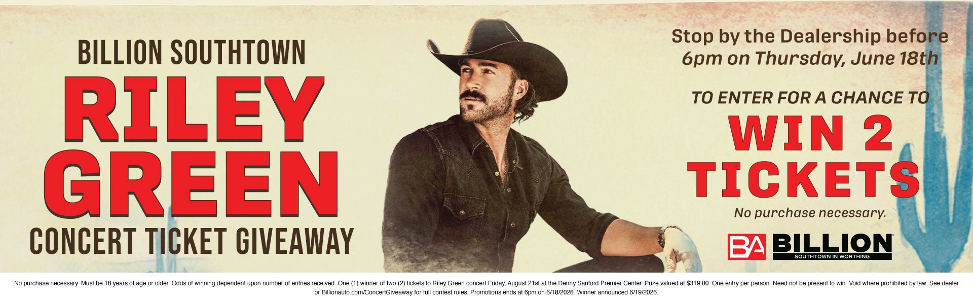 RILEY GREEN CONCERT TICKET GIVEAWAY